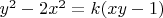 $y^2 - 2x^2 = k(xy - 1)$