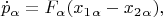 $$\dot p_\alpha = F_\alpha(x_1_\alpha - x_2_\alpha),$$