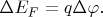 $\Delta E_F=q\Delta\varphi.$