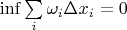 $\inf \sum\limits _i \omega_i\Delta x_i=0$ $\inf \sum\limits _i \omega_i\Delta x_i=0$