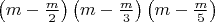 $
\left( {m - \frac{m}{2}} \right)\left( {m - \frac{m}{3}} \right)\left( {m - \frac{m}{5}} \right)
$ $
\left( {m - \frac{m}{2}} \right)\left( {m - \frac{m}{3}} \right)\left( {m - \frac{m}{5}} \right)
$