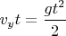 $v_y t = \dfrac{g t^2}{2}$