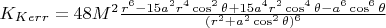 $K_{Kerr} = 48 M^2 \frac{r^6 - 15 a^2 r^4 \cos^2 \theta + 15 a^4 r^2 \cos^4 \theta - a^6 \cos^6 \theta}{(r^2 + a^2 \cos^2 \theta)^6}$