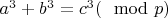 $a^{3}+ b^{3}=c^{3}(\mod p)$ $a^{3}+ b^{3}=c^{3}(\mod p)$