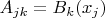 $A_{jk} = B_k(x_j)$ $A_{jk} = B_k(x_j)$