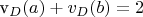 v_{D}(a) + v_{D}(b) = 2
