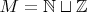 $M = \mathbb N \sqcup \mathbb Z$