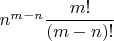 $n^{m-n}\dfrac{m!}{(m-n)!}$
