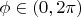 $
\phi \in (0, 2\pi)
$