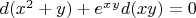 $d(x^2+y)+e^x^yd(xy)=0 $