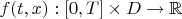 $f(t,x):[0,T]\times D\to\mathbb{R}$