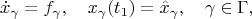$$
\dot{x}_\gamma = f_\gamma, \quad x_\gamma(t_1) = \hat{x}_\gamma, \quad \gamma \in \Gamma,
$$