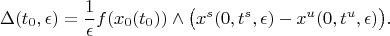 $$\Delta (t_0,\epsilon)=\frac{1}{\epsilon}f(x_0(t_0))\wedge\big(x^s(0,t^{s},\epsilon)-x^u(0,t^{u},\epsilon)\big).$$