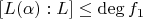 $[L(\alpha):L]\leq\deg f_1$