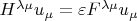 $H^{\lambda\mu}u_\mu=\varepsilon F^{\lambda\mu}u_\mu$