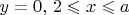 $y = 0,\, 2 \leqslant x \leqslant a$ $y = 0,\, 2 \leqslant x \leqslant a$