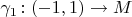 $\gamma_1\colon (-1,1)\to M$