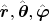 $\hat{\boldsymbol{r}},\hat{\boldsymbol{\theta}},\hat{\boldsymbol{\varphi}}$