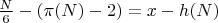 $\frac{N}{6}- (\pi(N) - 2) = x - h(N)$ $\frac{N}{6}- (\pi(N) - 2) = x - h(N)$