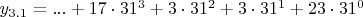 $y_{3.1}=...+17\cdot 31^{3}+3\cdot 31^{2}+3\cdot 31^{1}+23\cdot 31^{0}$