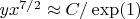 $yx^{7/2}\approx C/\exp(1)$