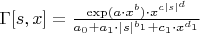 $\Gamma[s,x]=\frac{\exp(a\cdot x^b)\cdot x^{c|s|^d}}{a_0+a_1\cdot |s|^{b_1}+c_1\cdot x^{d_1}}$