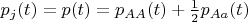 $p_j(t) = p(t)=p_{AA}(t)+\frac{1}{2}p_{Aa}(t)$