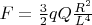 $F=\frac{3}{2}qQ \frac{R^2}{L^4}$