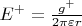 $E^ + = \frac{{g^ + }}
{{2\pi \varepsilon r}} $ $E^ + = \frac{{g^ + }}
{{2\pi \varepsilon r}} $