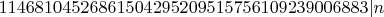 $11468104526861504295209515756109239006883 | n$