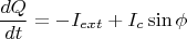 $$\dfrac{dQ}{dt}=-I_{ext}+I_c \sin \phi$$