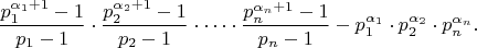 $$\frac{p_1^{\alpha_1+1}-1}{p_1-1}\cdot \frac{p_2^{\alpha_2+1}-1}{p_2-1}\cdot \dots \cdot \frac{p_n^{\alpha_n+1}-1}{p_n-1}-p_1^{\alpha_1} \cdot p_2^{\alpha_2}\cdot p_n^{\alpha_n}.$$