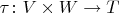 $\tau \colon V \times W \to T$