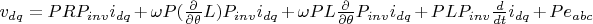 $v_{dq} = P R P_{inv} i_{dq} + \omega P (\frac{\partial}{\partial \theta}L) P_{inv} i_{dq} + \omega P L \frac{\partial}{\partial \theta} P_{inv} i_{dq} + P L P_{inv} \frac{d}{dt} i_{dq} + P e_{abc}$