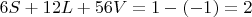 $6S+12L+56V=1-(-1)=2$ $6S+12L+56V=1-(-1)=2$