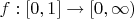 $f: [0,1]\rightarrow[0,\infty)$