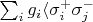 $\sum_i g_i \langle \sigma^{+}_i \sigma^{-}_j $ $\sum_i g_i \langle \sigma^{+}_i \sigma^{-}_j $