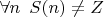 $\forall n \enskip S(n) \neq Z$
