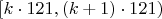 $[k \cdot 121, (k+1) \cdot 121)$
