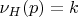 $ \nu_H(p) = k $