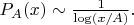 $P_A(x) \sim \frac{1}{\log(x/A)}.$