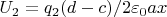 $U_2=q_2(d-c)/2\varepsilon_0ax$