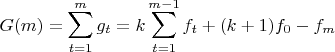 $$G(m)=\sum \limits _{t=1}^mg_t=k\sum \limits _{t=1}^{m-1}f_t+(k+1)f_0-f_m$$