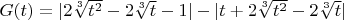 $G(t) = |2\sqrt[3]{t^2} - 2\sqrt[3]{t} - 1| - |t + 2\sqrt[3]{t^2} - 2\sqrt[3]{t}|$