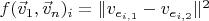 $f(\vec v_1, \vec v_n)_i = \|v_{e_{i, 1}} - v_{e_{i, 2}}\|^2$