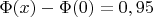 $\Phi(x)-\Phi(0)=0,95$