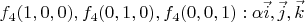 $$f_4(1, 0, 0), f_4(0, 1, 0), f_4(0, 0, 1): \alpha \vec i, \vec j, \vec k$