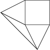 $$\begin{tikzpicture}
		\draw (0,0) rectangle (1,1);
		\draw (0,0) -- (-1,0.5) --(0,1);
		\draw (0,0) -- (0.5,-1) -- (1,0);
		\draw (-1,0.5)--(0.5,-1);
		\end{tikzpicture}$$