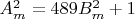$A_m^2 = 489B_m^2 + 1$
