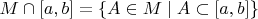 $M\cap [a,b]=\{A\in M\mid A\subset [a,b]\}$